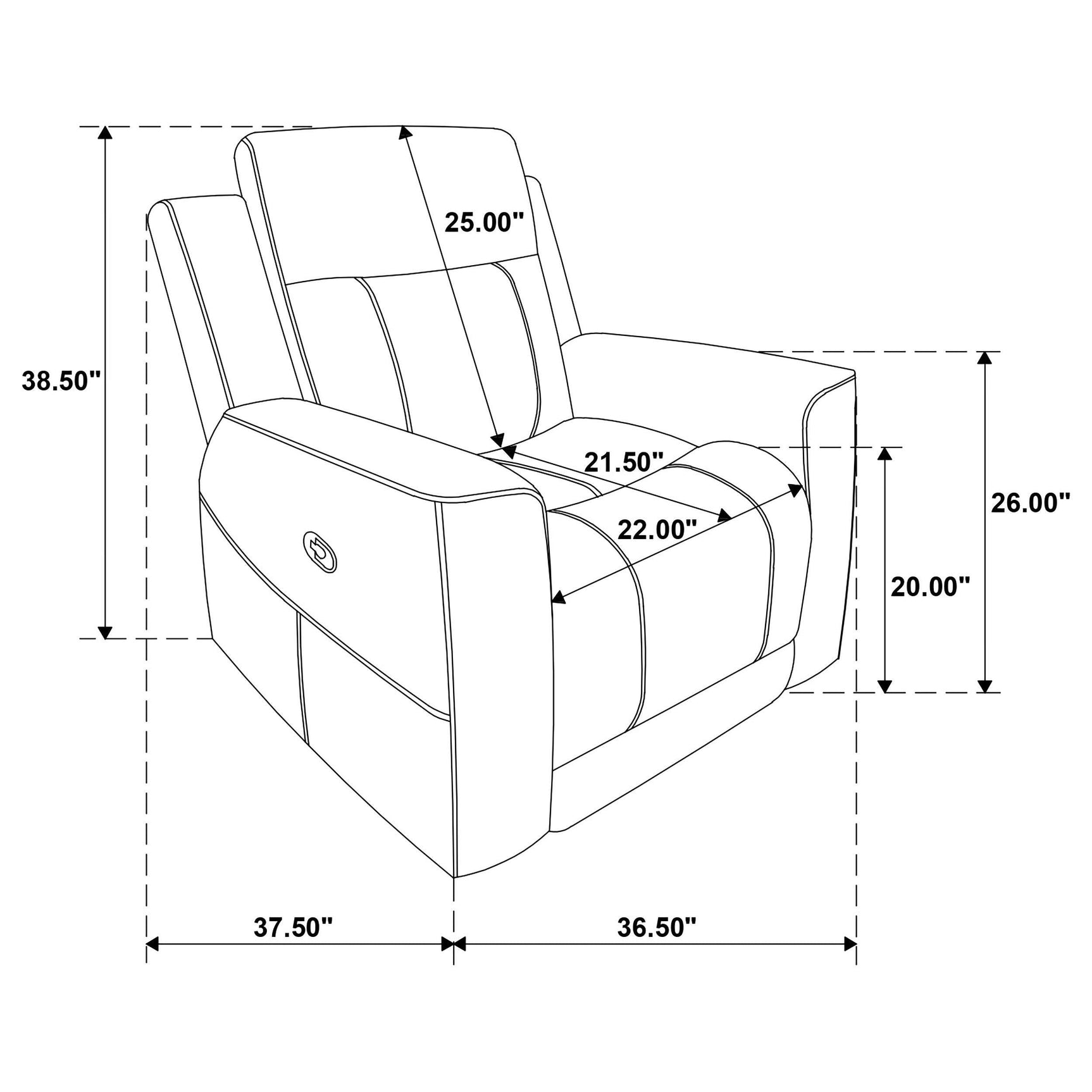 Manual reclining lever on Brentwood chair