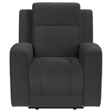 Brentwood black upholstered rocker recliner chair reclining position