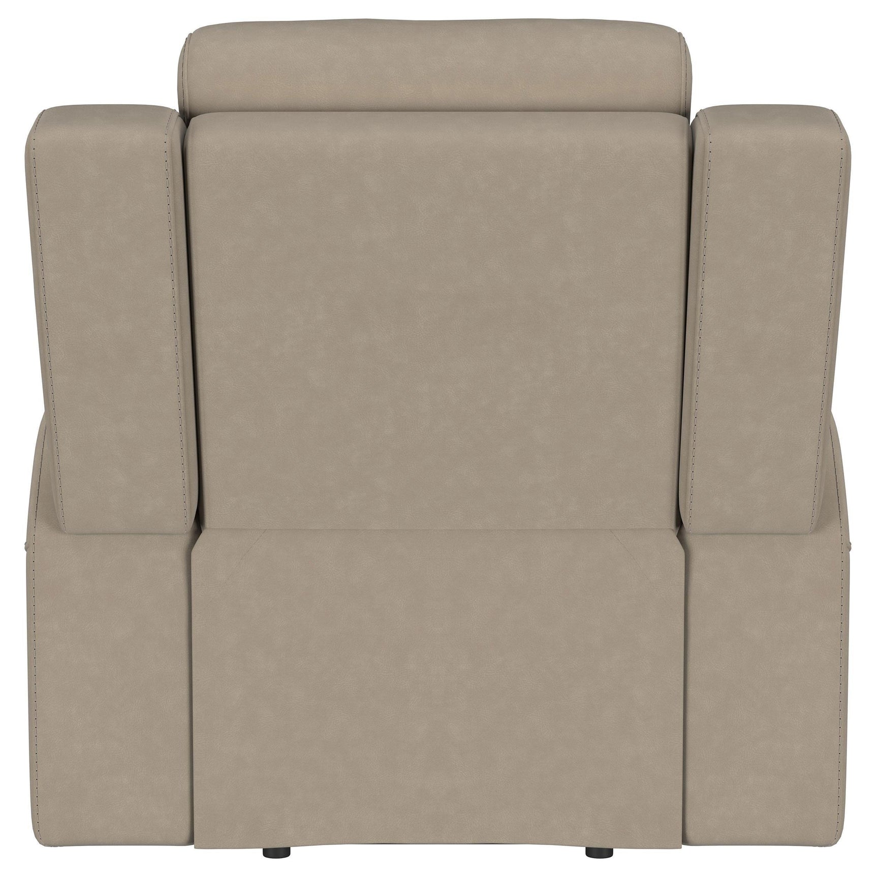 Taupe leatherette upholstery texture of Brentwood recliner