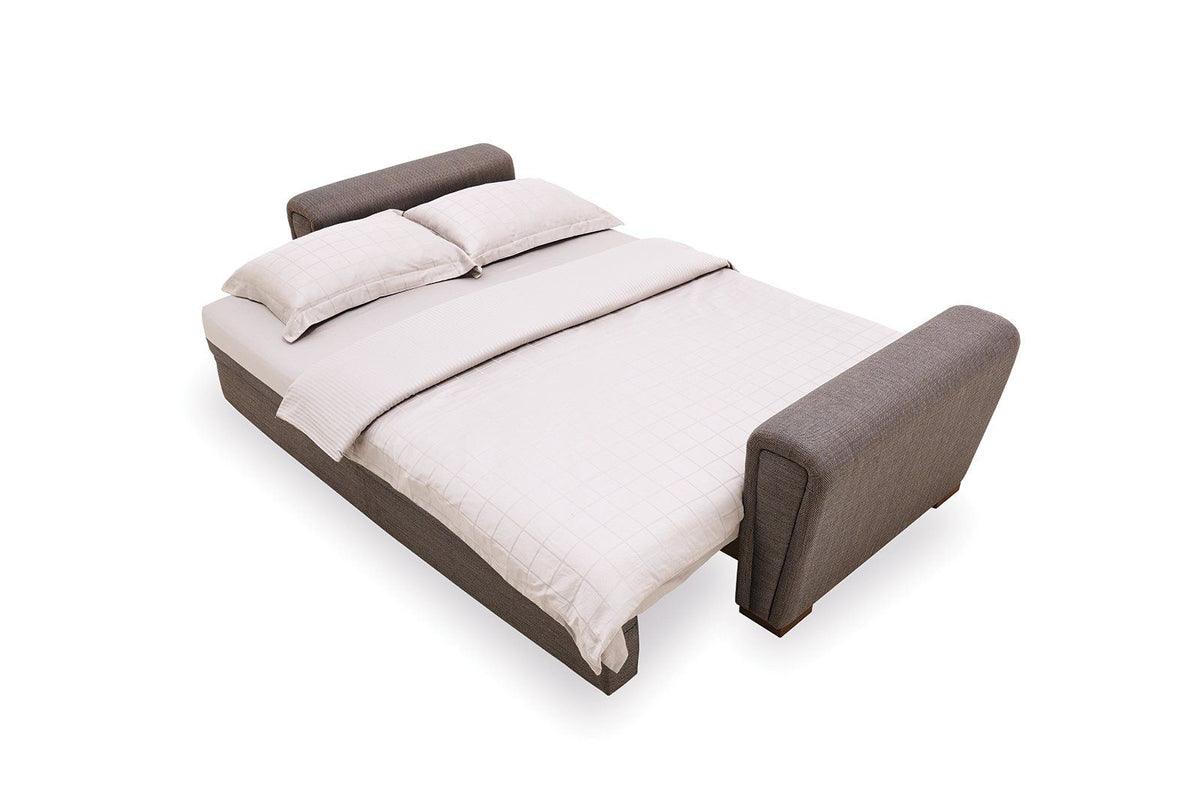 Side view of Brera 3-seater sofa bed with thick track arms