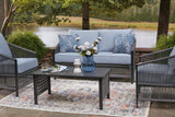 Bridges Beach Gray Outdoor Love/Chairs/Table Set (Set of 4) from Decor Furniture
