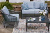Bridges Beach Gray Outdoor Love/Chairs/Table Set (Set of 4) detail view