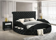 Brigitte Black Modern Solid Wood Velvet Upholstered Tufted Storage King Bed - Ella Furniture