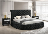 Brigitte Black Modern Solid Wood Velvet Upholstered Tufted Storage King Bed - Ella Furniture