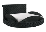 Brigitte Black Modern Solid Wood Velvet Upholstered Tufted Storage King Bed - Ella Furniture