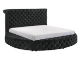 Brigitte Black Modern Solid Wood Velvet Upholstered Tufted Storage King Bed - Ella Furniture