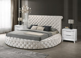 Brigitte Ivory Modern Solid Wood Velvet Upholstered Tufted Storage Queen Bed - Ella Furniture