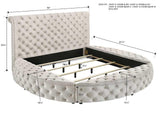 Brigitte Ivory Modern Solid Wood Velvet Upholstered Tufted Storage Queen Bed - Ella Furniture