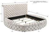 Brigitte Ivory Modern Solid Wood Velvet Upholstered Tufted Storage Queen Bed - Ella Furniture