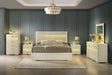 Brillia Ivory Faux-Crocodile Bedroom Set with Integrated LED Lighting and Crystal Hardware from Decor Furniture