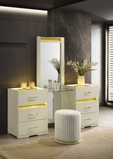 Brillia Ivory Faux-Crocodile Bedroom Set with Integrated LED Lighting and Crystal Hardware view 3