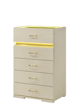 Brillia Ivory Faux-Crocodile Bedroom Set with Integrated LED Lighting and Crystal Hardware view 6