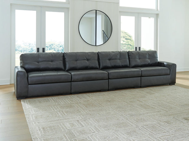 Brindley Pier Fog Leather 4-Piece Sectional from Decor Furniture