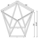 Nickel finished metal base details of Brittania geometric end table