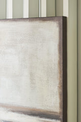 Brockdunn tan brown wall art set displayed in room