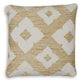 Brockner Next-Gen Nuvella brown yellow geometric pillow set close-up detail