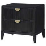 Brookmead nightstand showing wire-brushed black finish texture