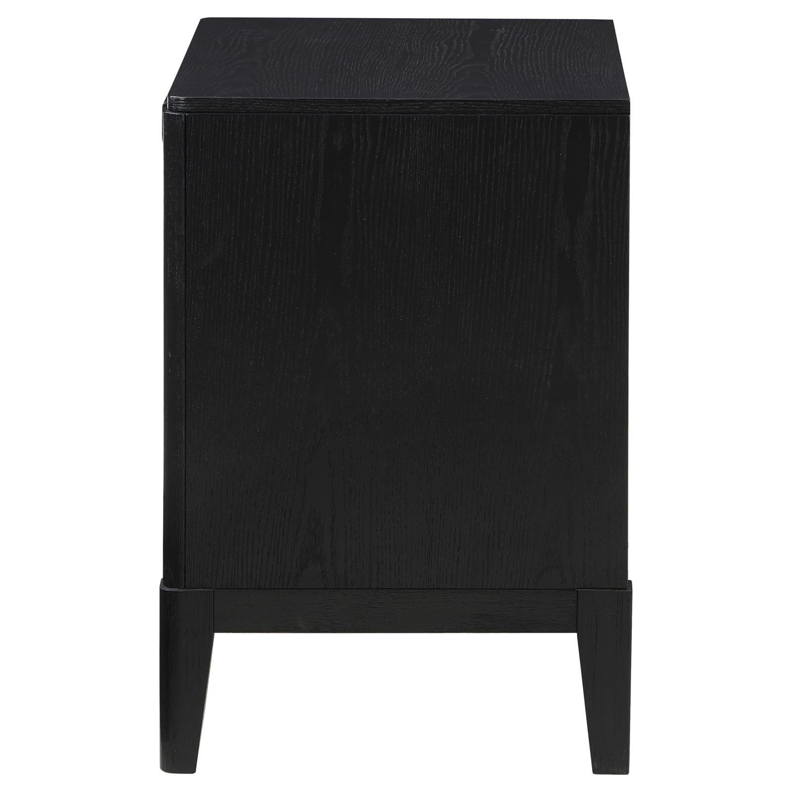 Nightstand drawers opened displaying smooth metal extension glides