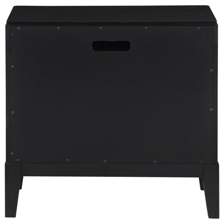 Back view showing charging access port of nightstand