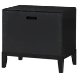 Overall perspective showing nightstand proportions in room setting