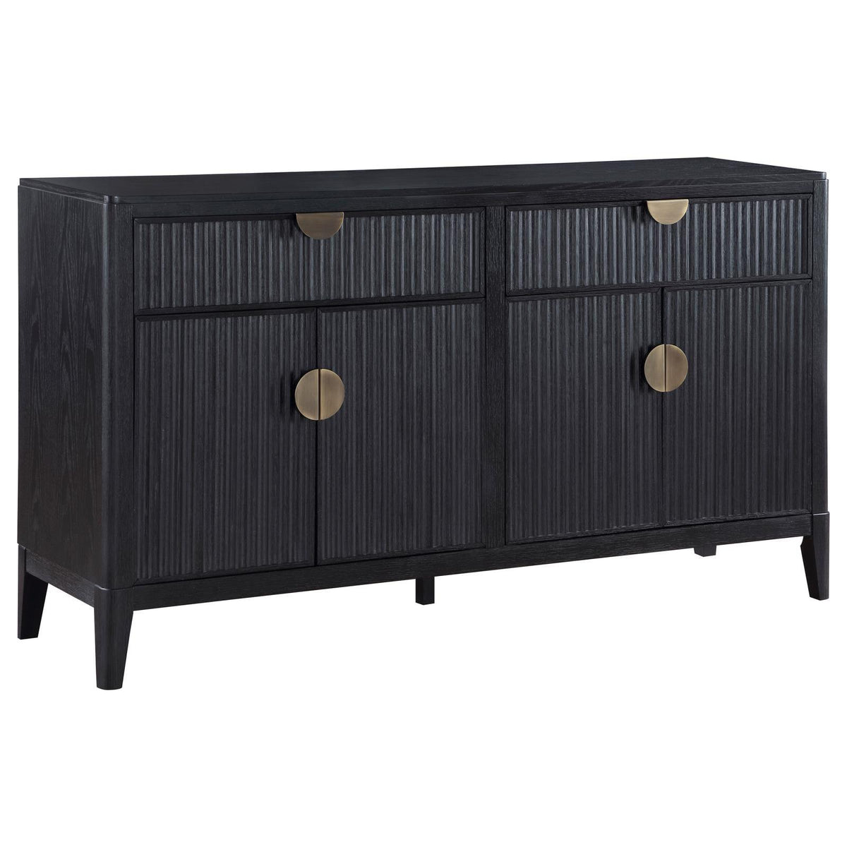 Brookmead black 2-drawer sideboard buffet with storage cabinet front view