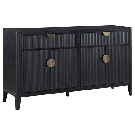 Brookmead black 2-drawer sideboard buffet with storage cabinet front view