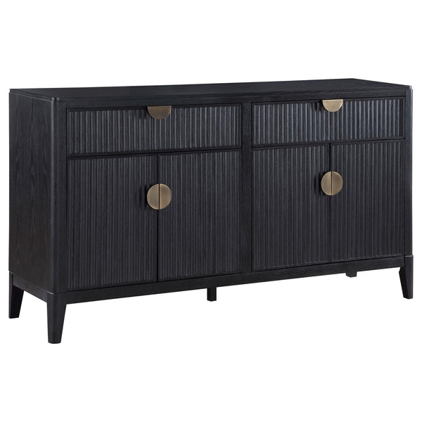 Brookmead black 2-drawer sideboard buffet with storage cabinet front view