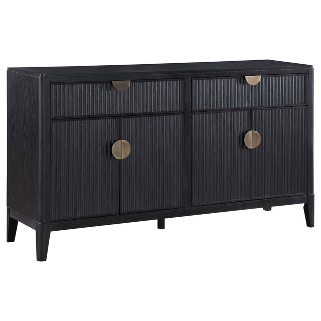 Brookmead black 2-drawer sideboard buffet with storage cabinet front view