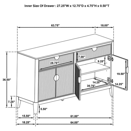 Top view showing sideboard surface finish
