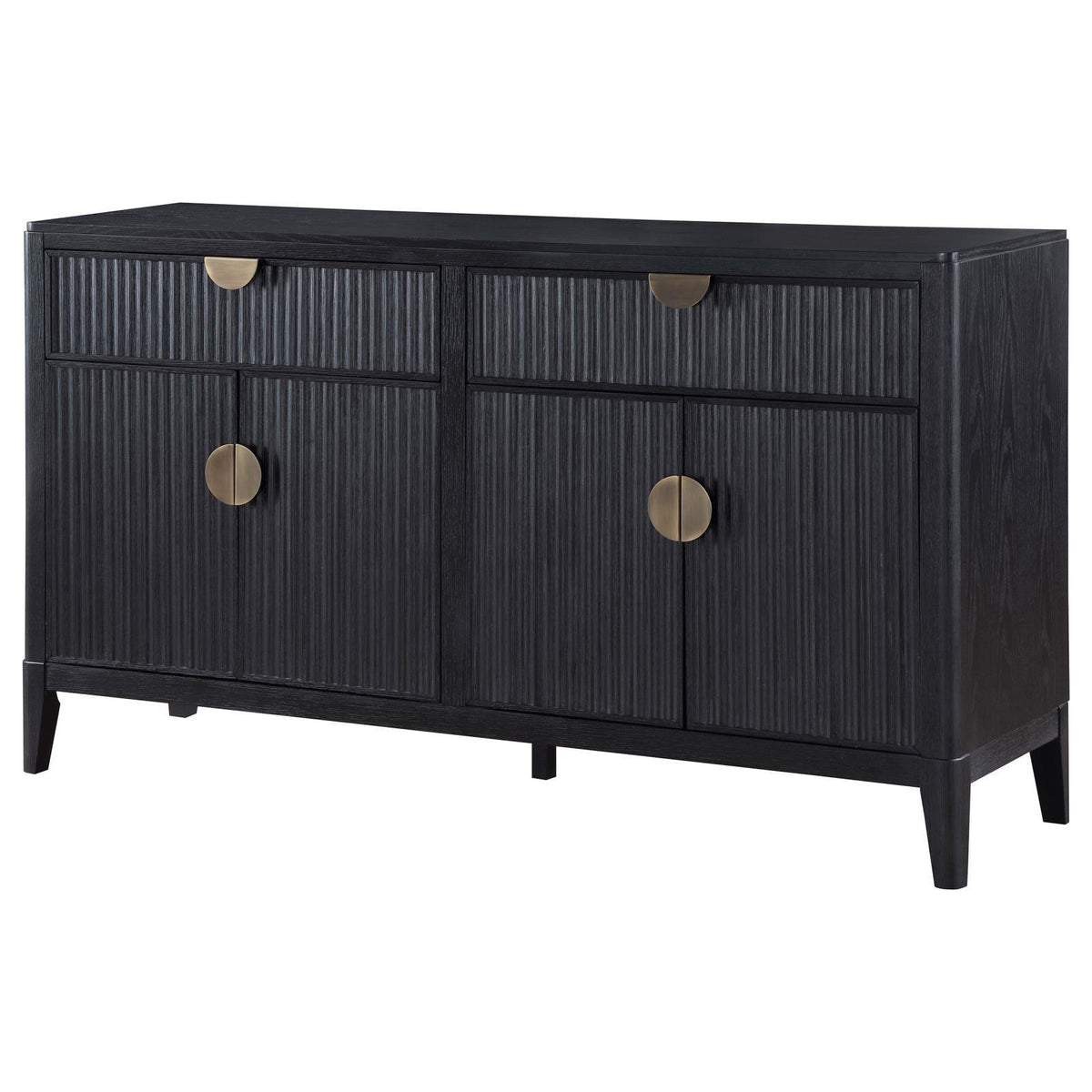 Storage cabinet interior with shelves behind doors