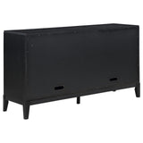 Sideboard showing wire-brushed black finish texture