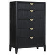 Brookmead 5-drawer black bedroom chest angled front view