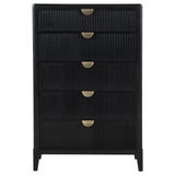Brookmead 5-drawer chest side profile showing textured finish