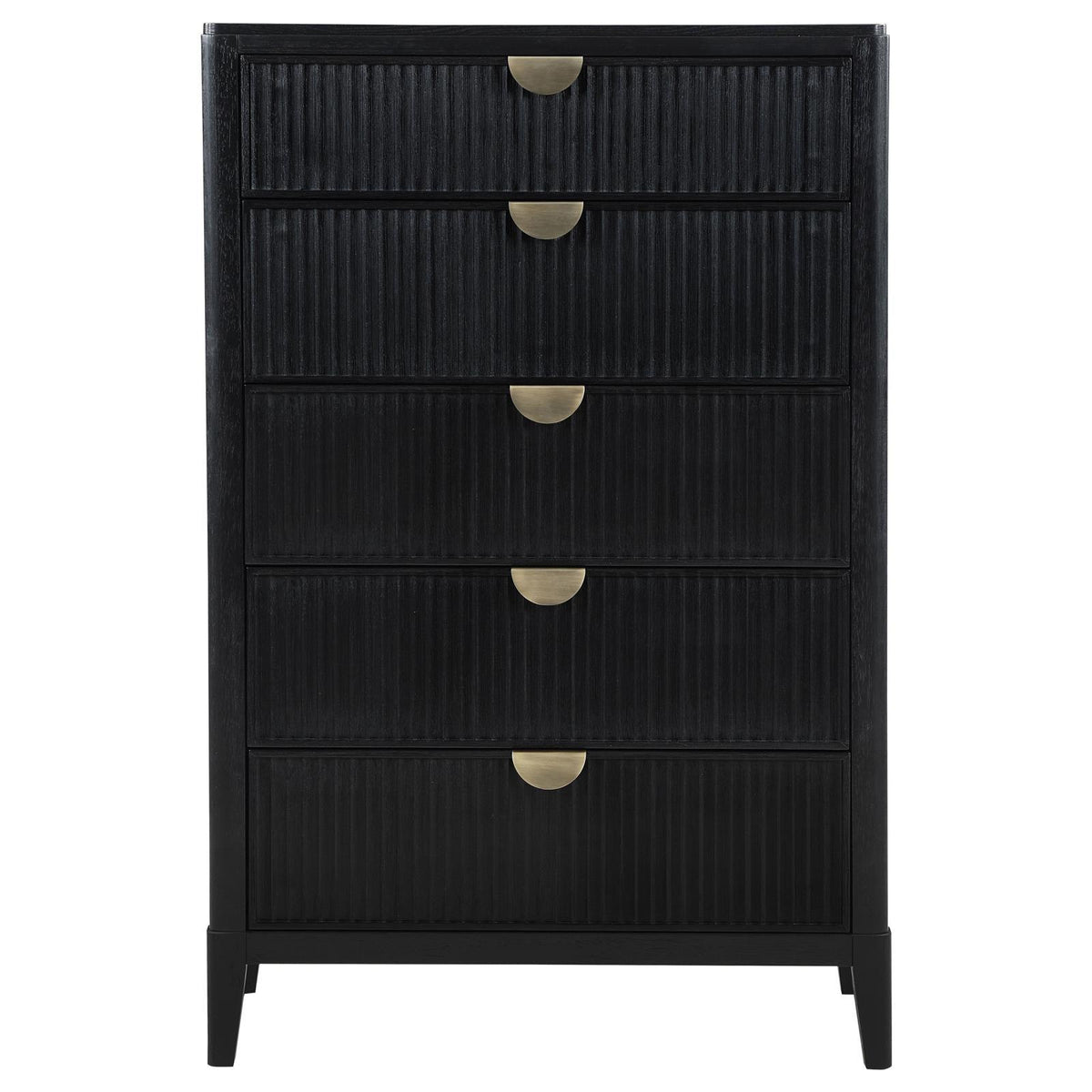 Brookmead 5-drawer chest side profile showing textured finish