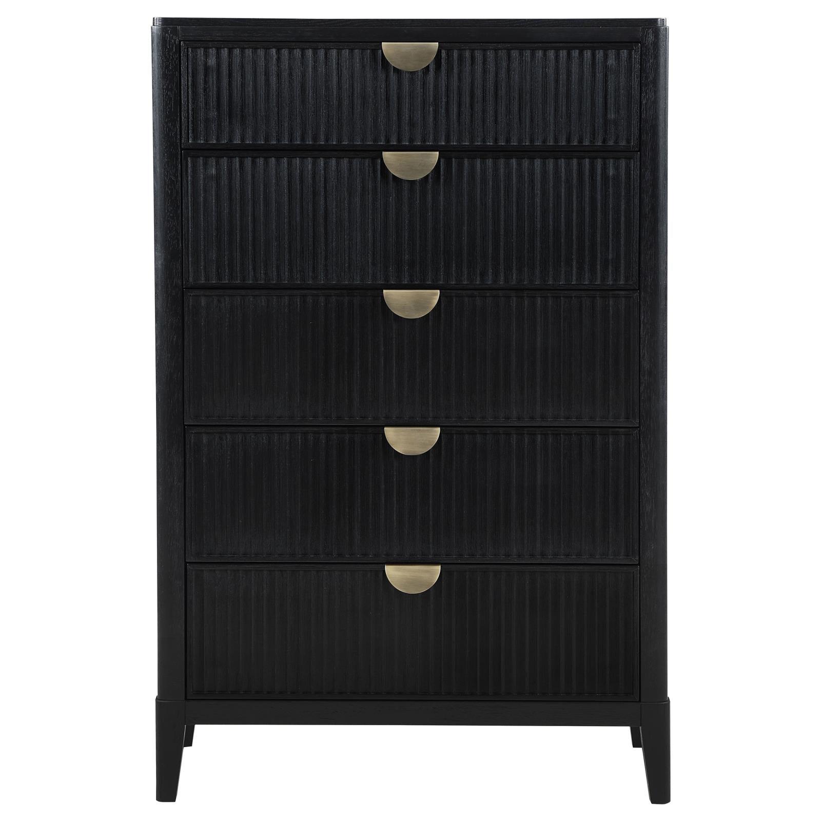 Brookmead 5-drawer chest side profile showing textured finish