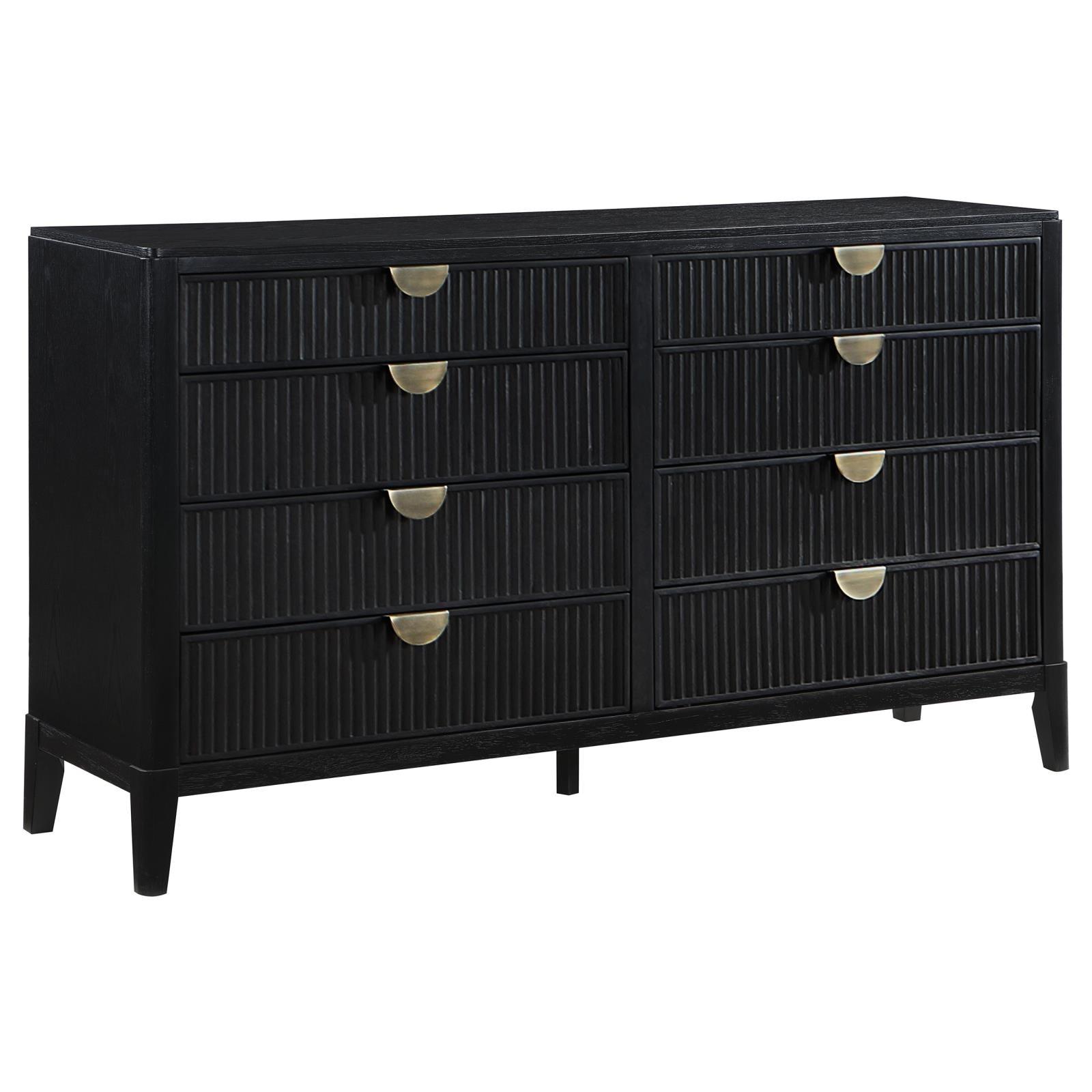 Brookmead 8-Drawer Bedroom Dresser Black angled view