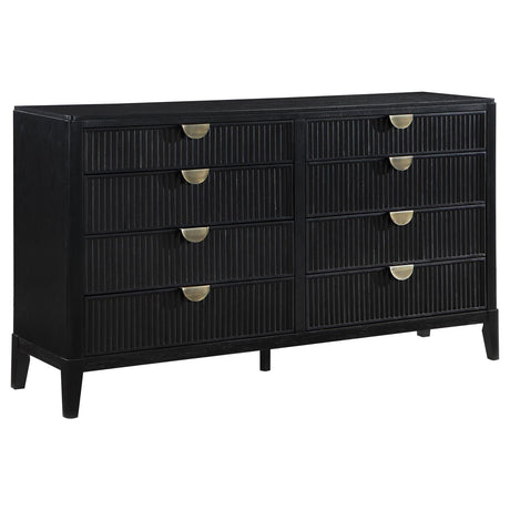 Brookmead 8-Drawer Bedroom Dresser Black angled view