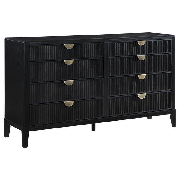 Brookmead 8-Drawer Bedroom Dresser Black angled view
