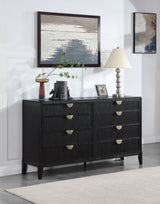 Brookmead 8-Drawer Bedroom Dresser Black front close-up