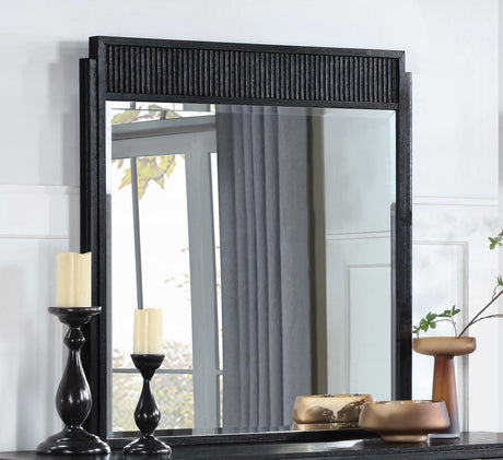 Brookmead Black Wooden Dresser Mirror angled side view