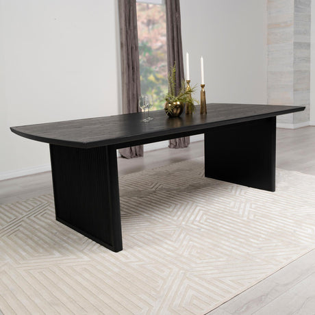 Brookmead rectangular dining table in black finish, top view