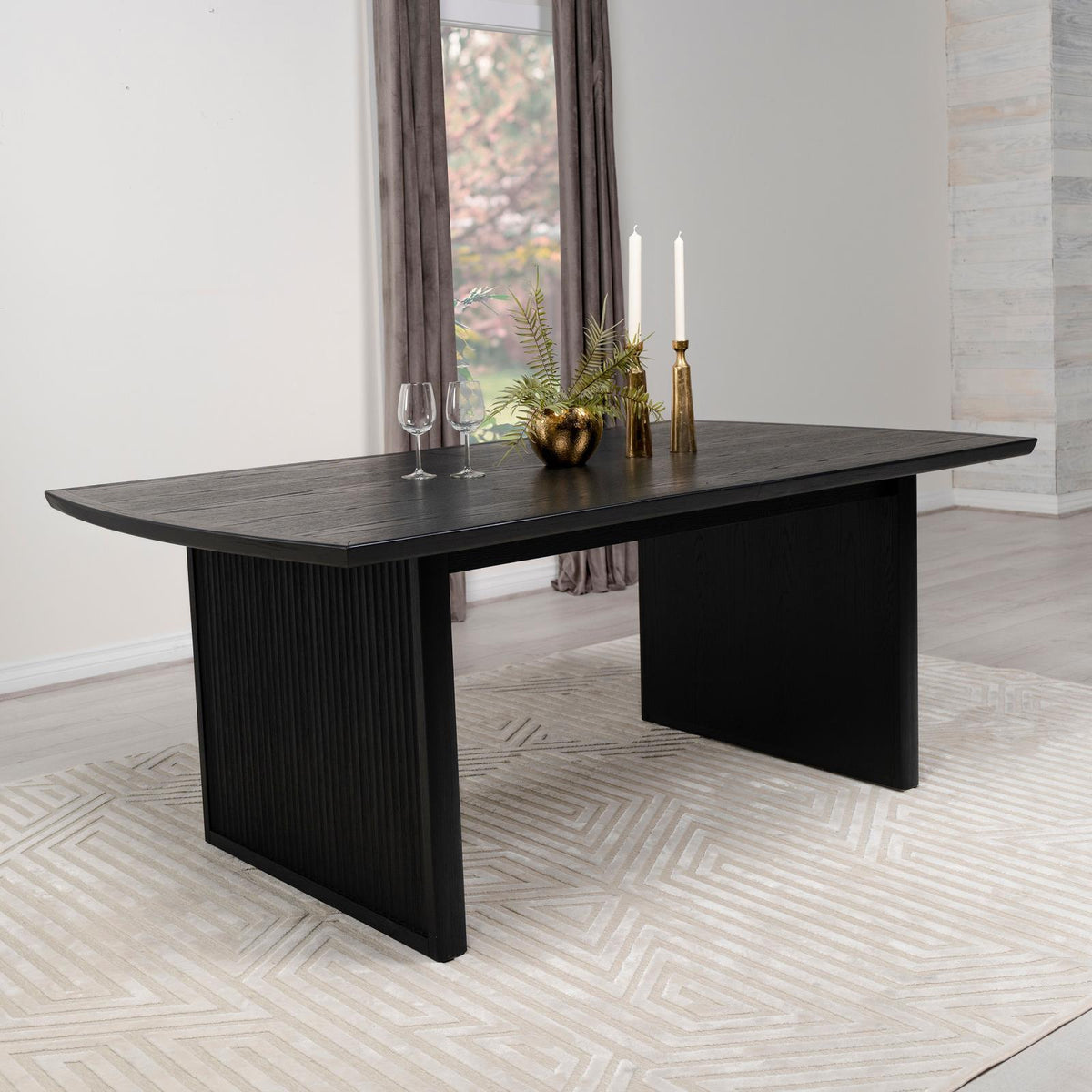 Brookmead dining table showing 18" removable extension leaf