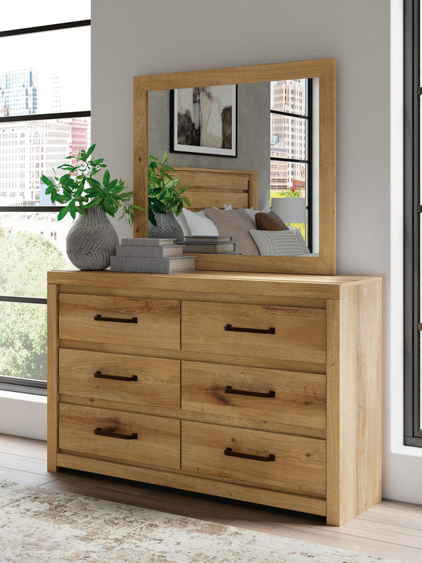 Brozmont Tan Dresser and Mirror from Decor Furniture