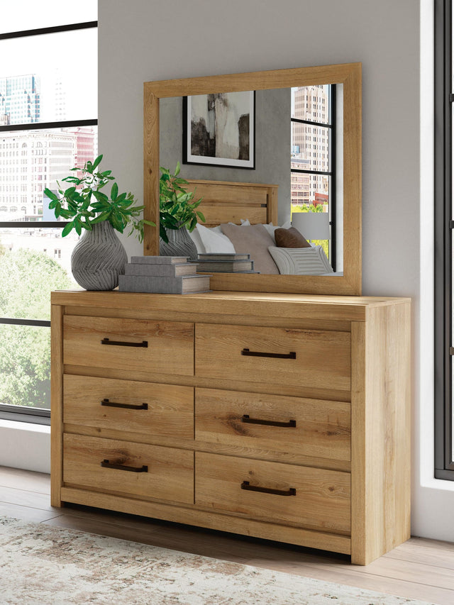 Brozmont Tan Dresser and Mirror from Decor Furniture