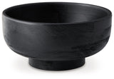 Brynnington black wooden bowl angled side view