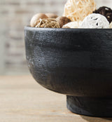 Brynnington black wooden bowl close-up detail