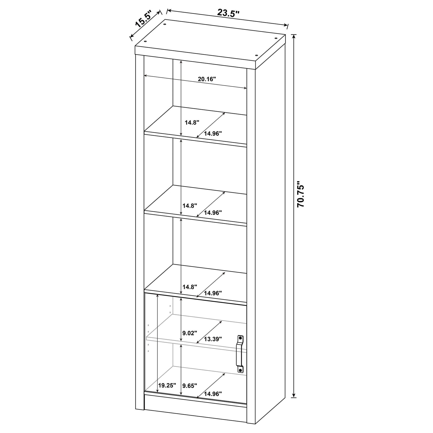 Detailed view of laminate surface and pull handles