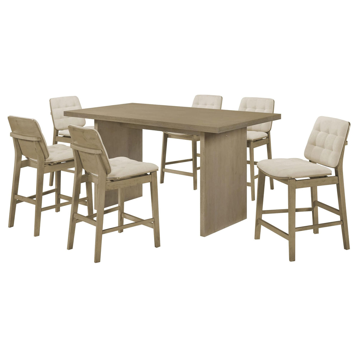 Decker 7-piece 70-inch Rectangular Counter Height Dining Set Cream and Natural Oak — product image 2