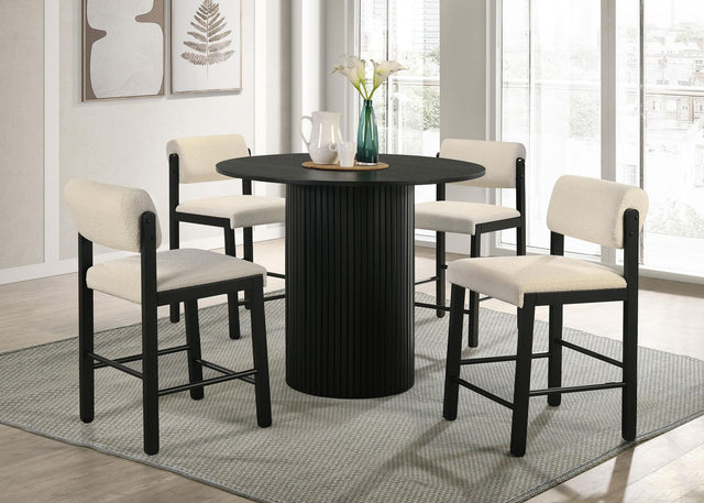 Hamlyn 5-Piece Round Wood Counter Height Dining Set Cream and Black — product view