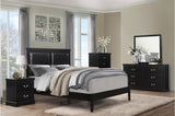 Side view of Seabright Black Faux Leather Upholstered Bed
